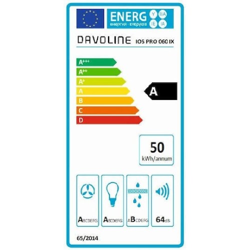 ΑΠΟΡΡΟΦΗΤΗΡΑΣ ΕΝΤΟΙΧΙΖΟΜΕΝΟΣ ΣΥΡΟΜΕΝΟΣ DAVOLINE IOS ULTRA 60 IX (60CM / C / INOX / 632m³/h)